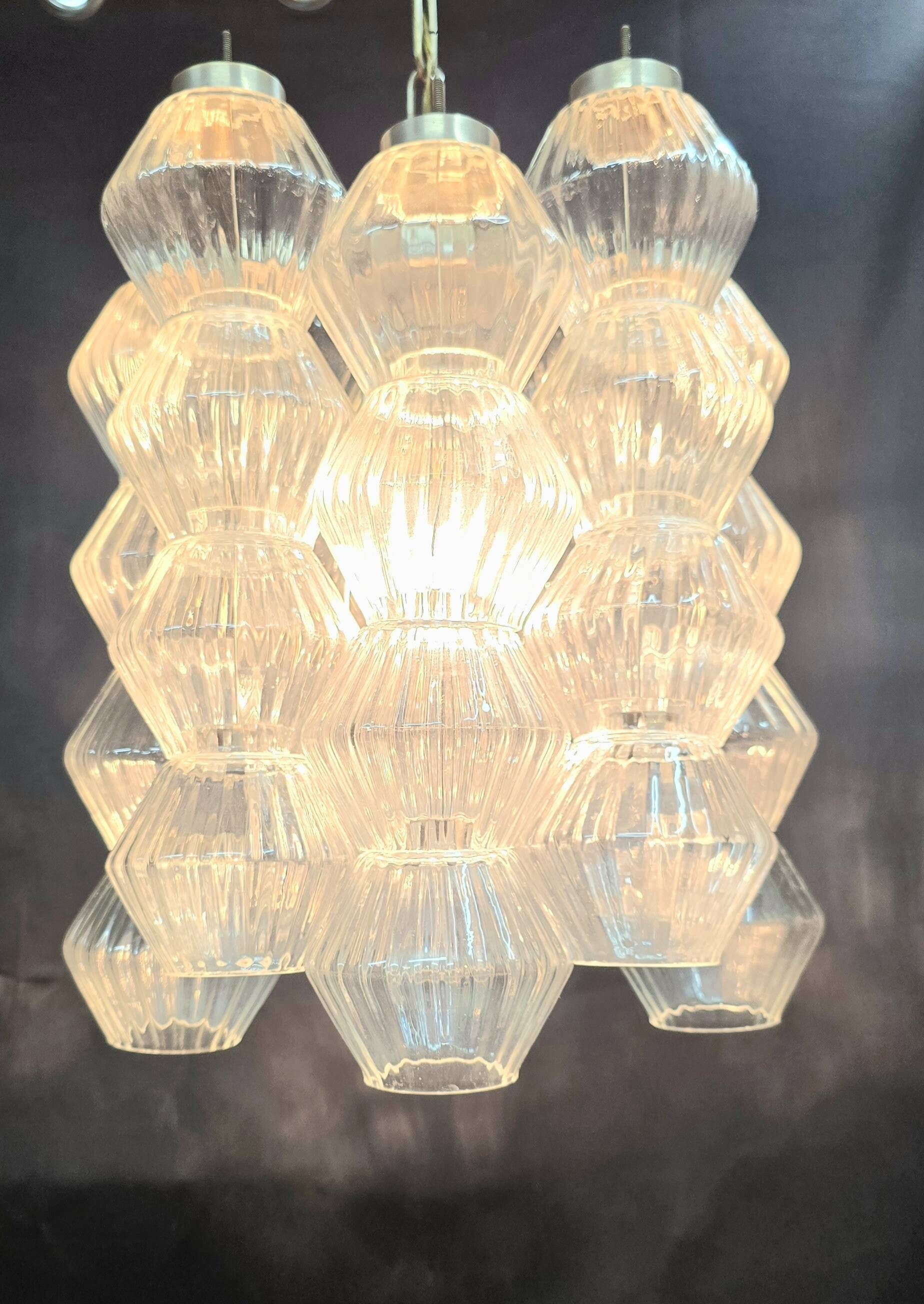 Vintage chandelier by Carlo Scarpa for Venini Murano in blown glass – Italy