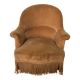 Joli fauteuil crapaud ancien velours moutarde