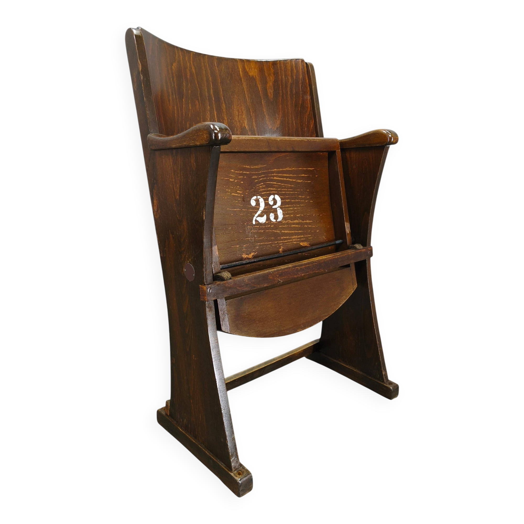1950s Vintage Cinema Chair Beech Wood Theater Seat Armchair