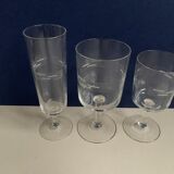 Set of 8 glasses with chiseled crystal stems 50s