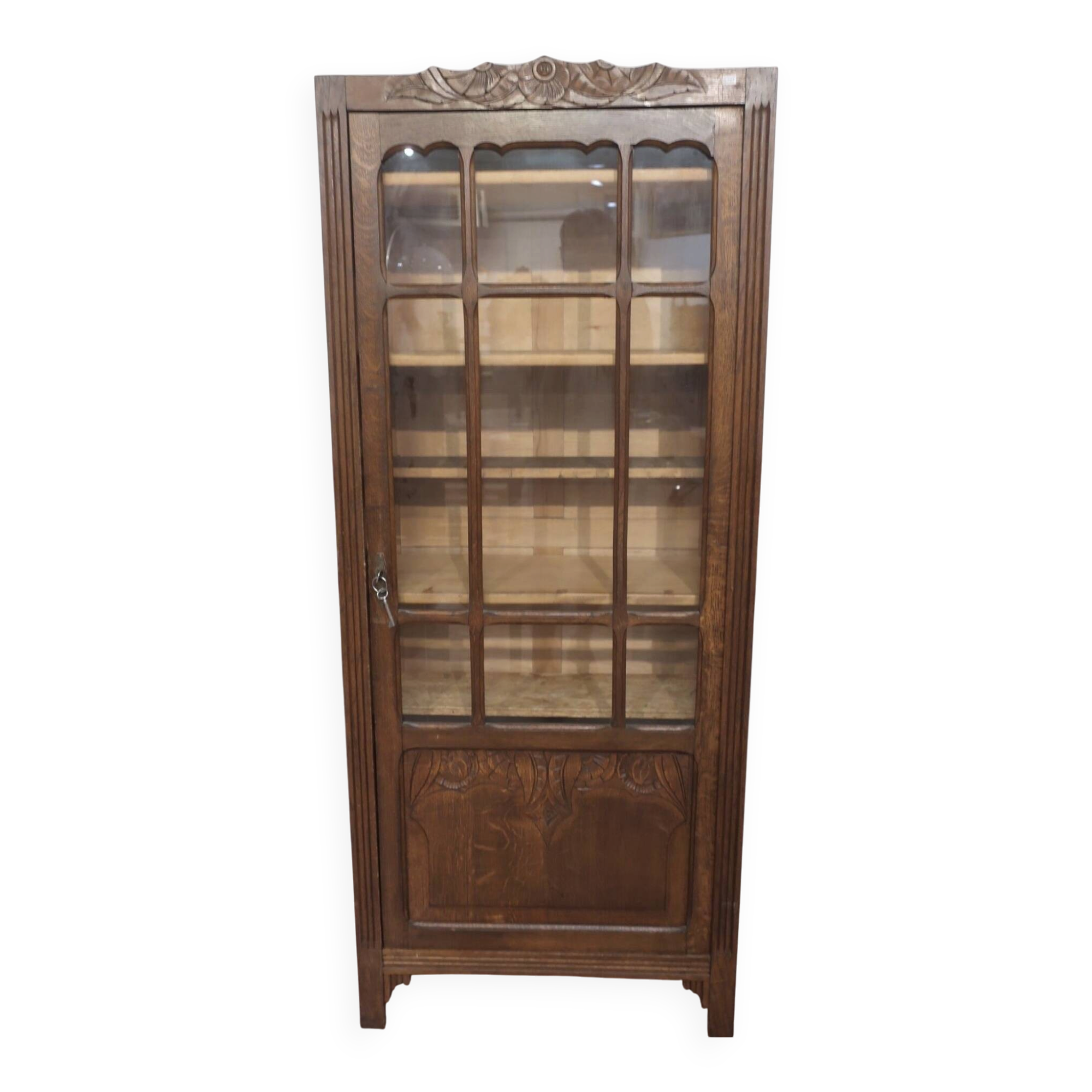 Armoire vitrine porte vitrée bois art déco