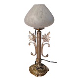 Art nouveau bronze and brass lamp
