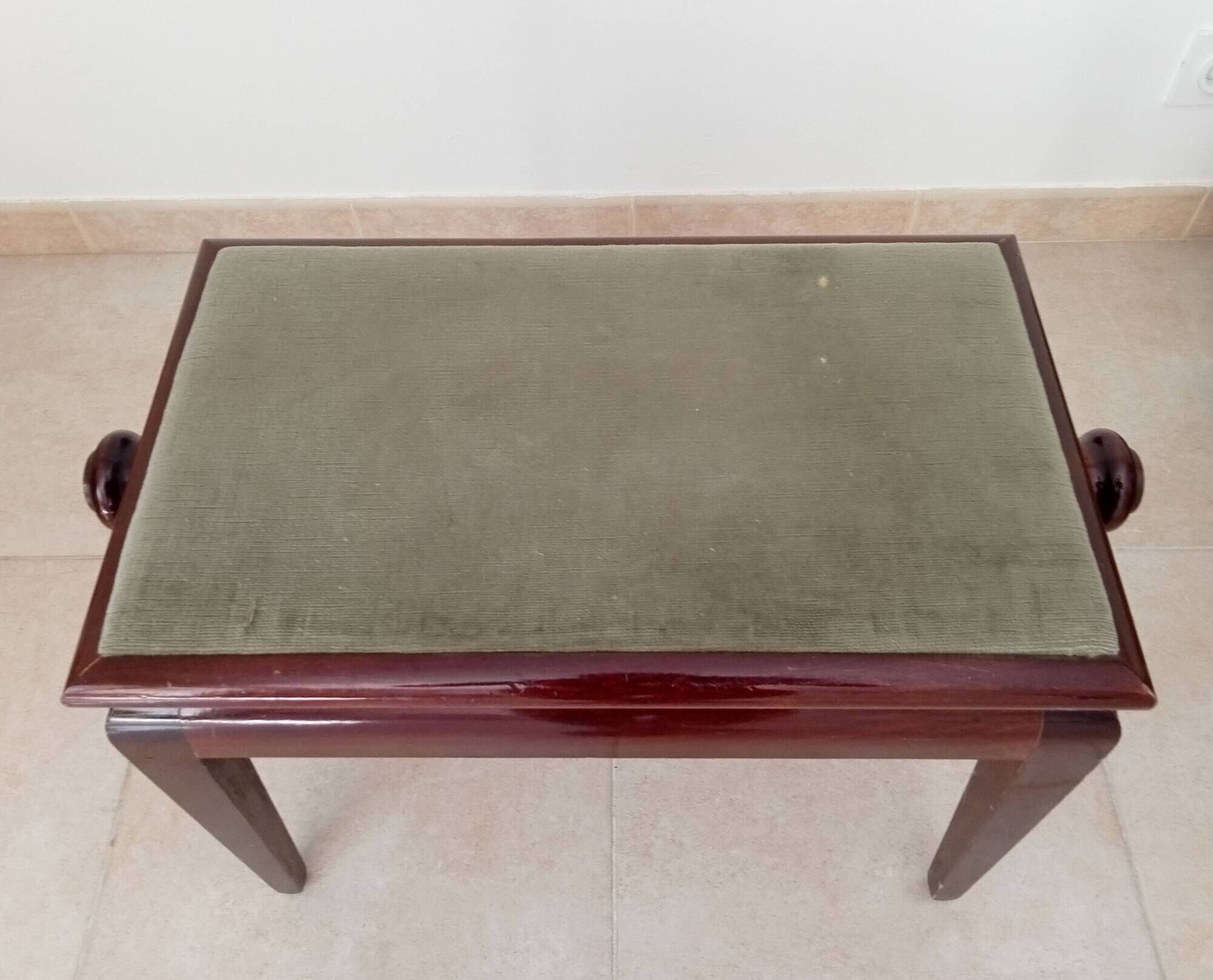 Tabouret de piano vintage en acajou massif années 60