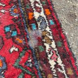 Handmade long hallway rug in burgundy wool, 75x200