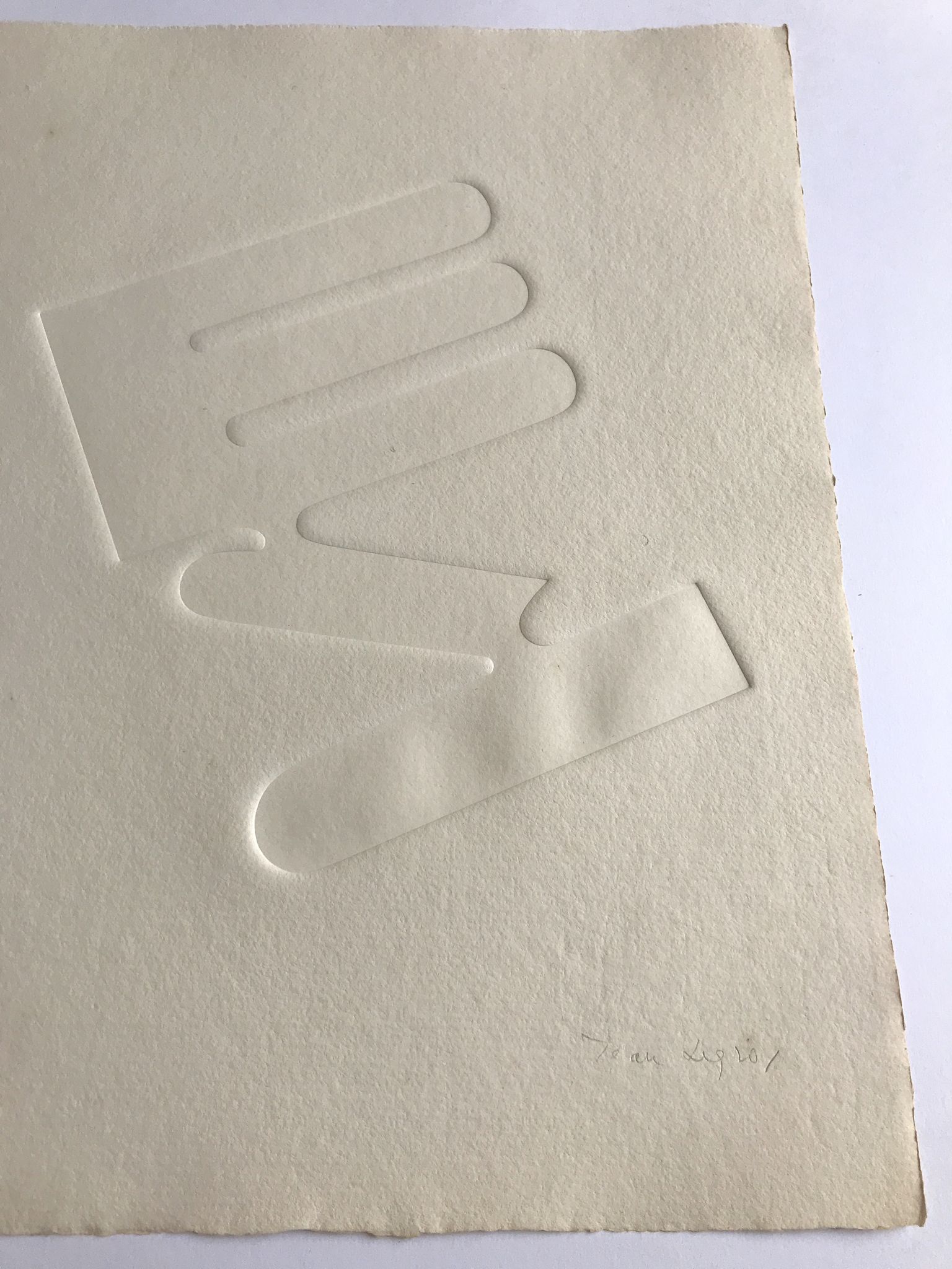 Estampe signée et numérotée de Jean Legros, Relief géométrique I, 1972