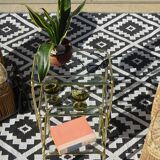 Nesting tables in gold-tone metal and glass