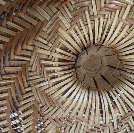 XXL mushroom lamp in woven rattan from the 70s