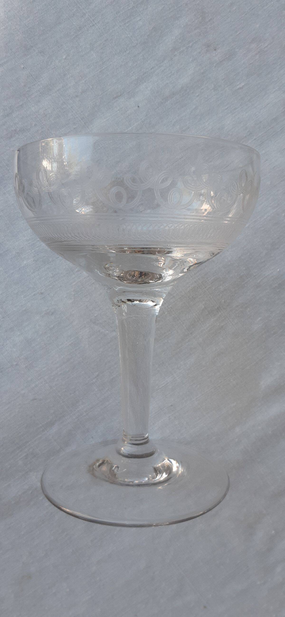 Ten champagne coupes from the Belle Époque.