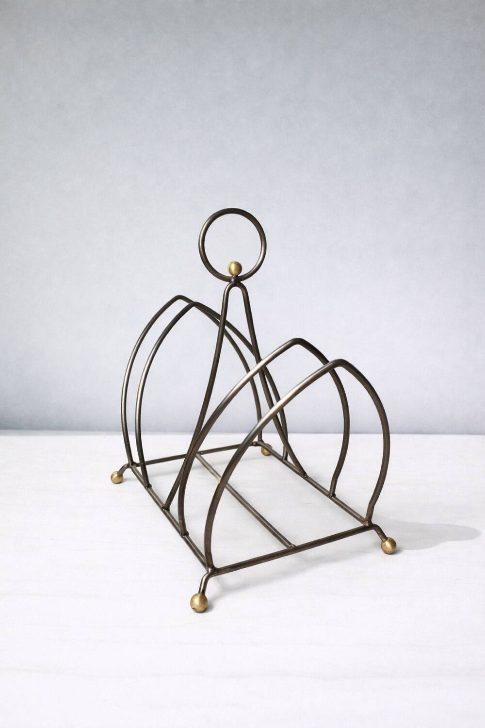 Vintage steel and brass magazine rack – 1980s