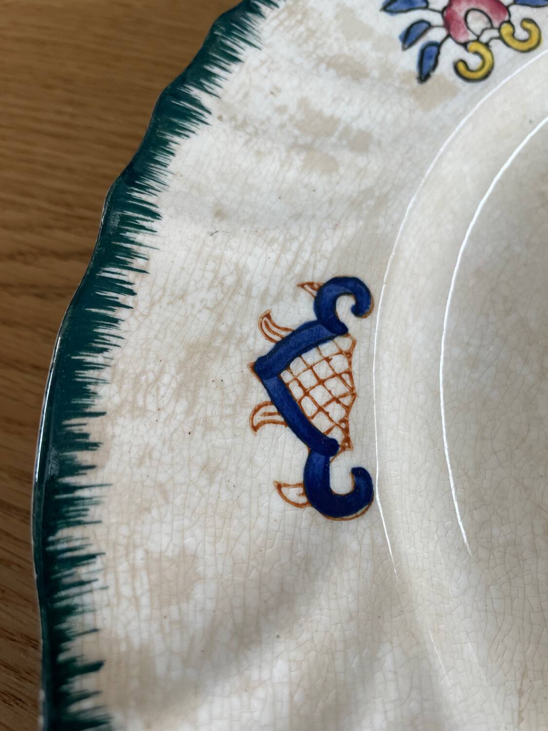 Large flat plate Longwy old Rouen