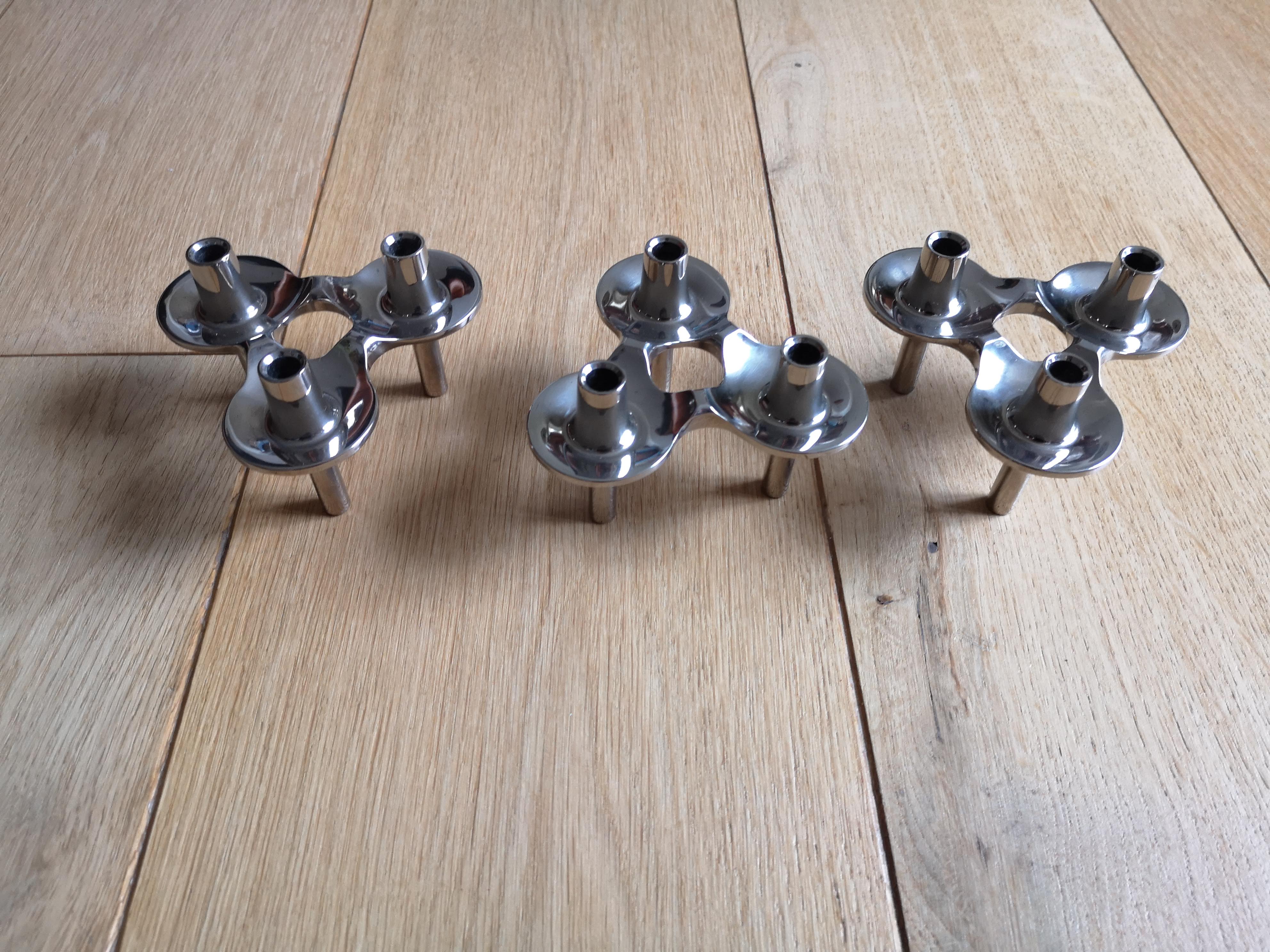 3 candlesticks Nagel BMF model "Orion" vintage 60/70