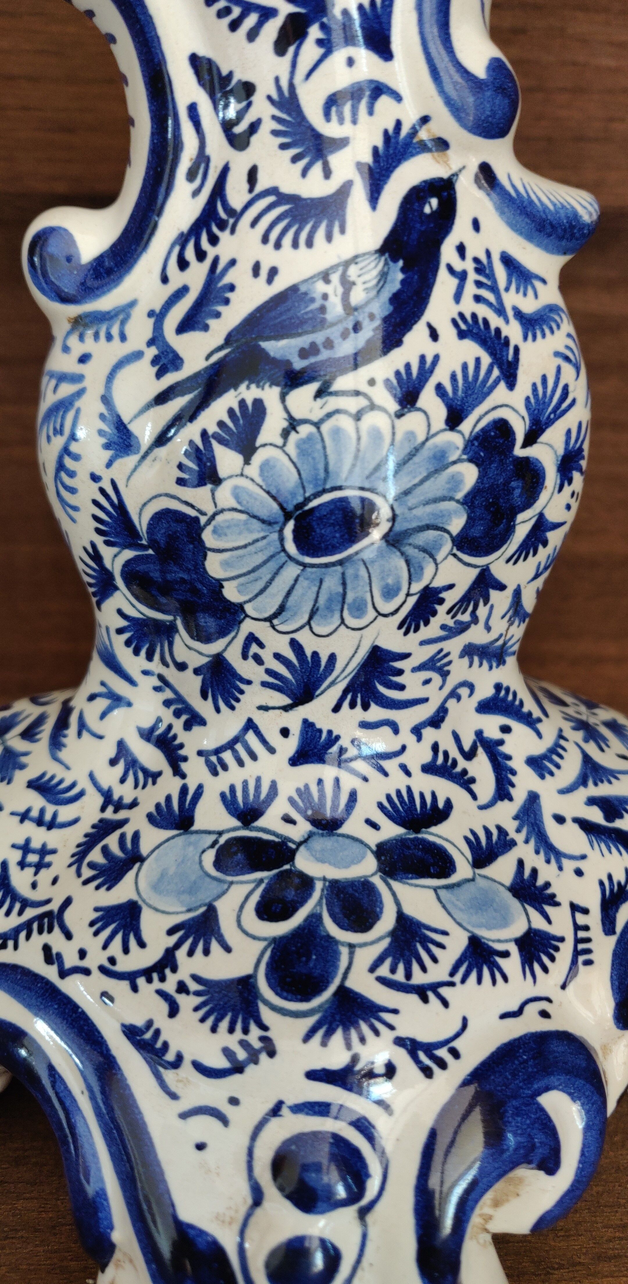 Delft swallow earthenware candlestick early 20th century