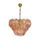 Chandelier "Leaves" murano mazzega, pink glass, italy, 1960