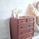 Vintage rattan chest of drawers circa 1960s