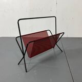 Mid-Century Modernist black and red Magazine Rack by Pilastro, 1950S