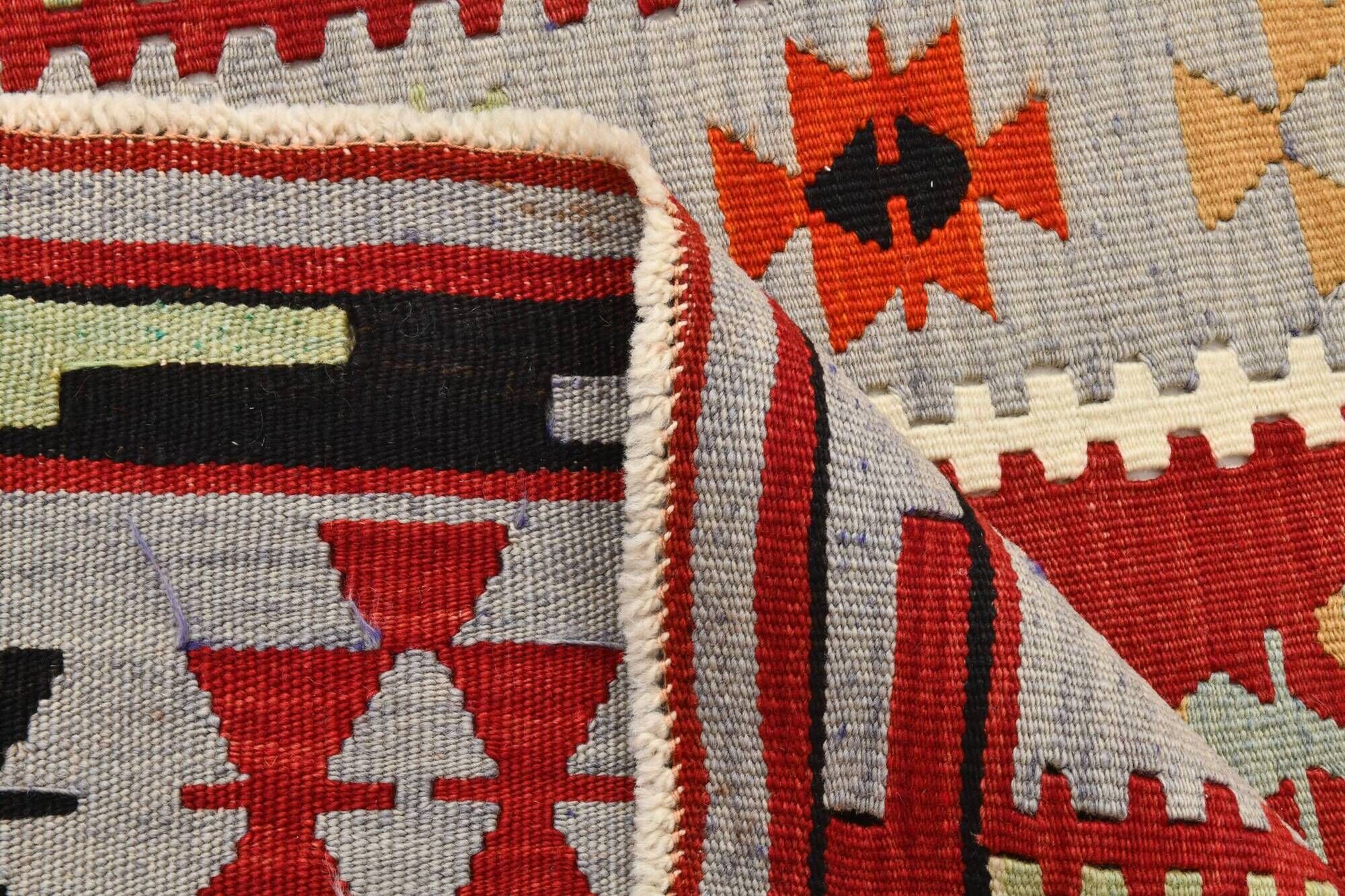 3x5 Red Green Tribal Vintage Kilim Rug, 88x147Cm