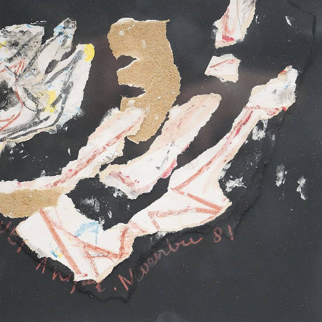 Ansgar Elde, Composition, Mixed Techniques on Cardboard, 1980s, Framed