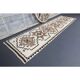 Vintage Turkish Oushak handmade wool cotton white runner rug  91x340