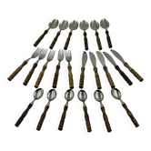 Vintage cutlery set 22 pieces wooden style handles