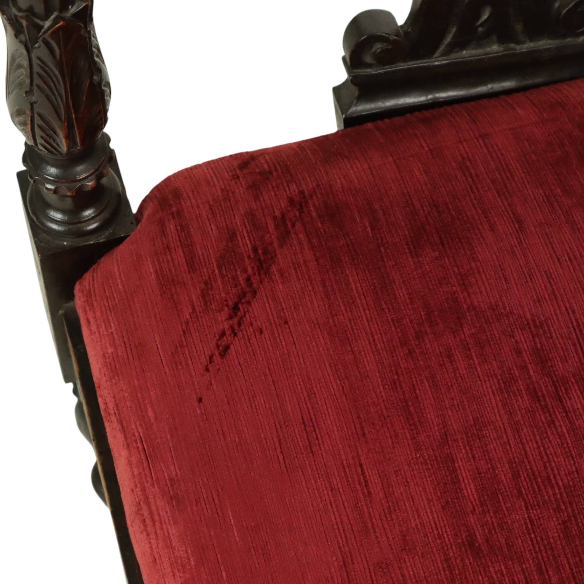 Antique Italian Oak Corner Chair Renaissance Style