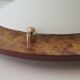 Vintage ceiling lamp, glass and faux bois de loupe, Spain 1970