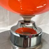 Chrome lamp and large diameter opaline 70s current Space Age