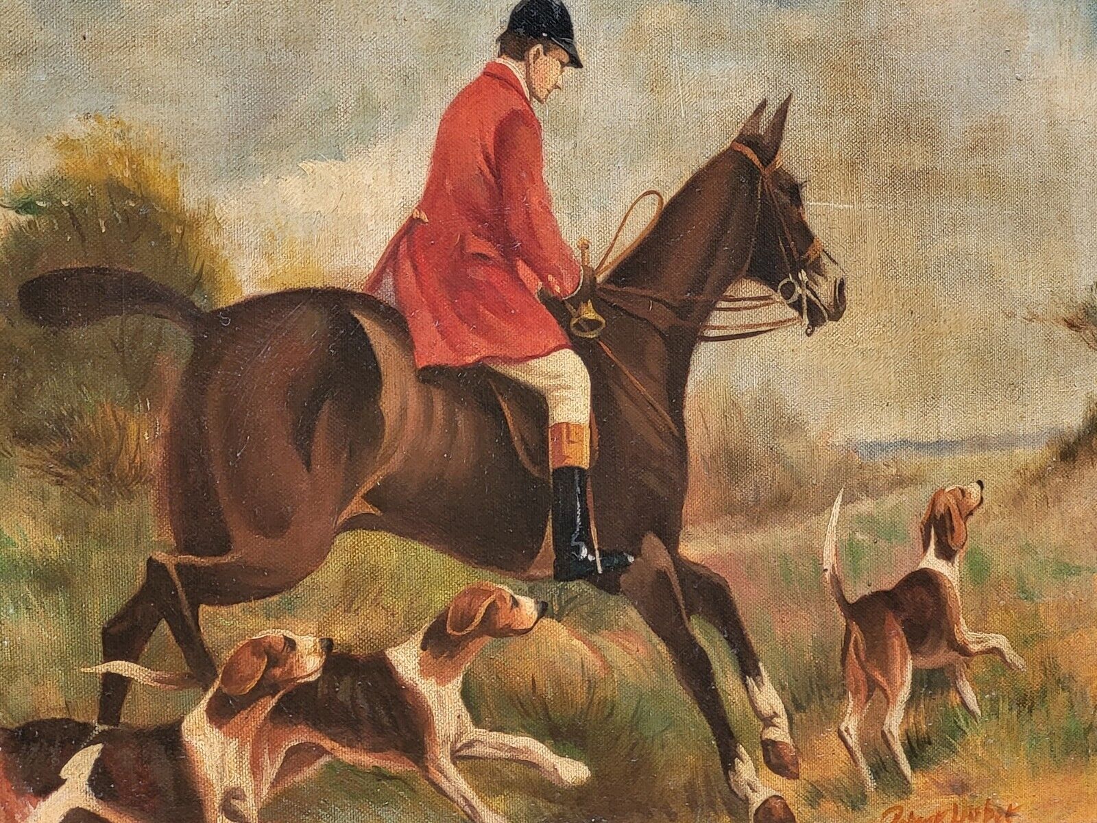 Oil painting signed Nubet "The Hunt"