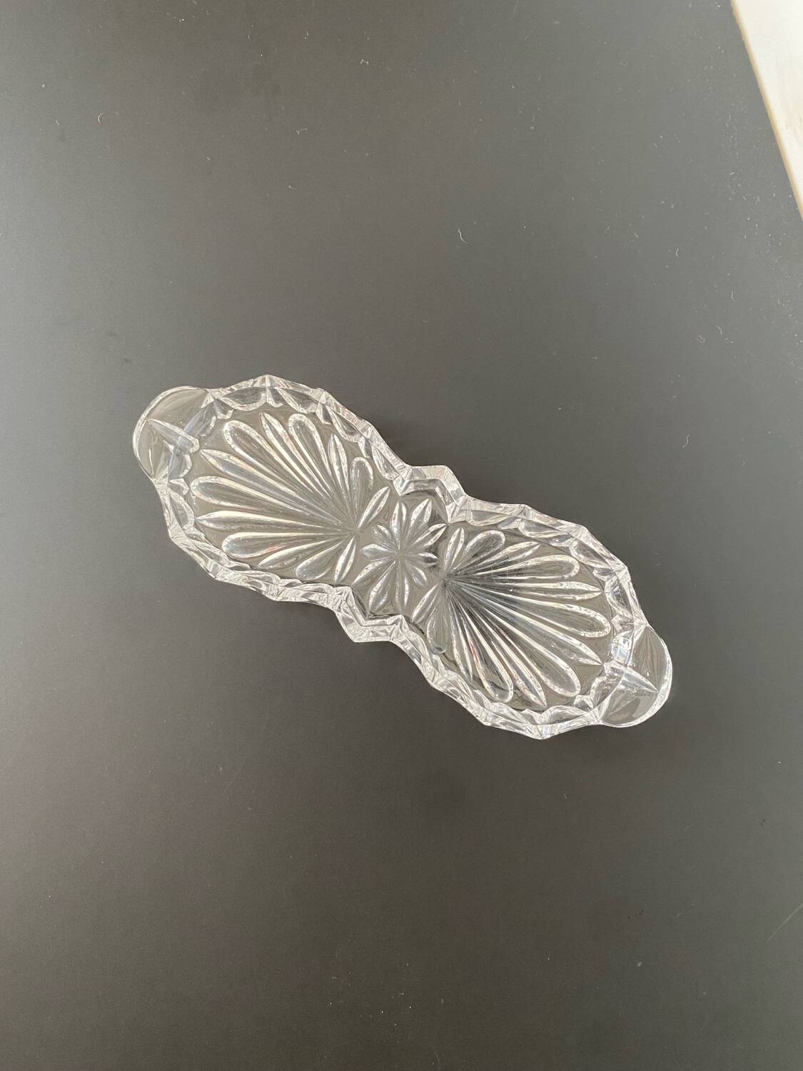 Small chiseled glass dish
