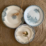 3 mismatched iron earth flat plates in green.