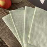4 green rectangular napkins \u00e0 vintage tiles