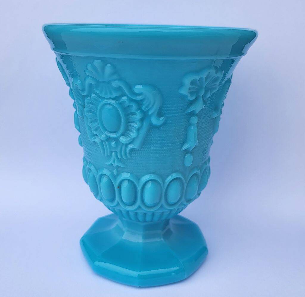 Vintage Portieux Vallerysthal Vase Opaline Blue