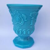 Vintage Portieux Vallerysthal Vase Opaline Blue