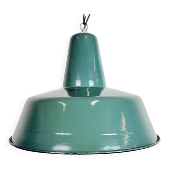 Large Industrial Petrol Enamel Factory Pendant Lamp, 1960s