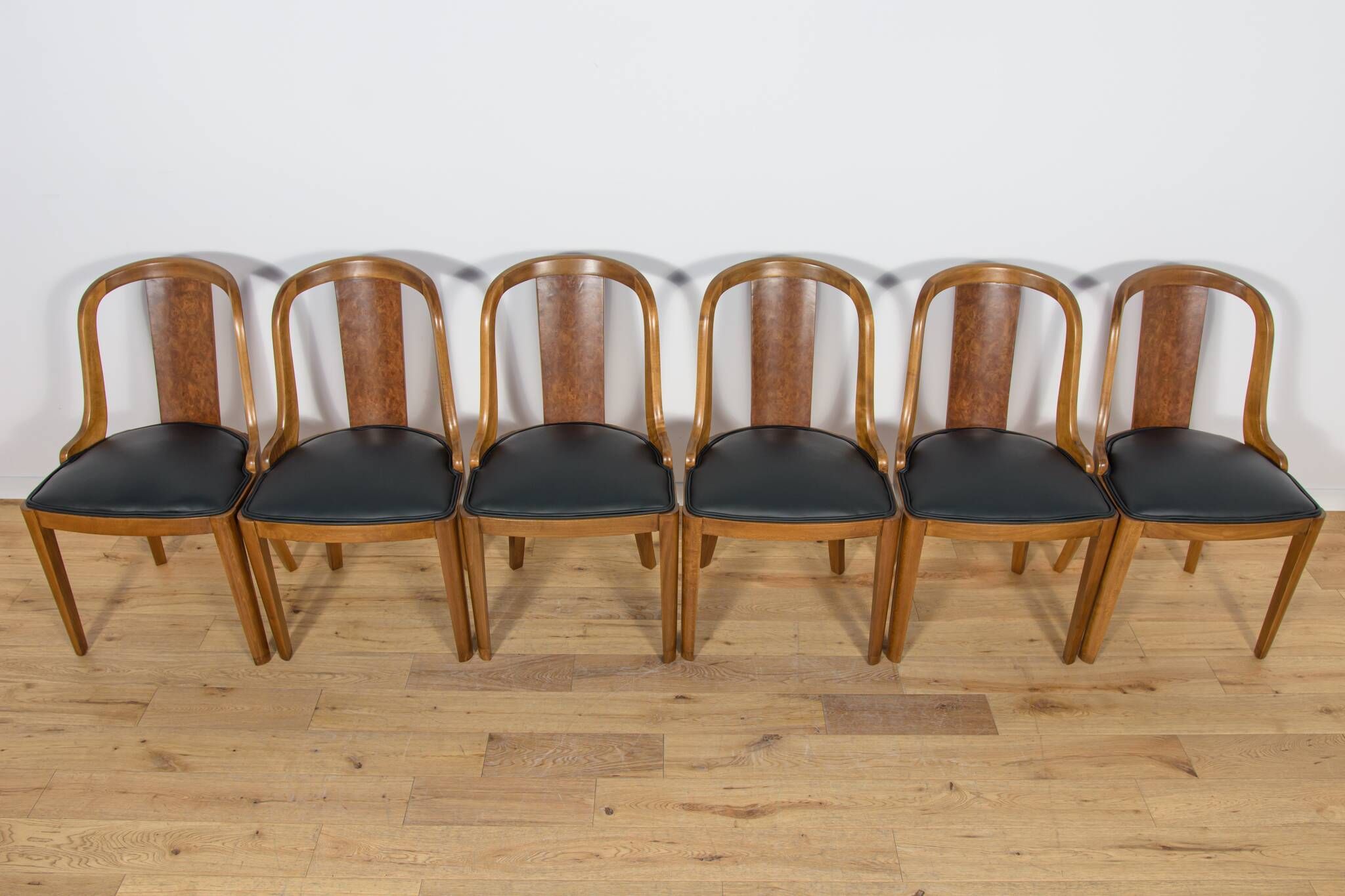 Art Deco Dining Chairs Gondola, Rene Melin, France, 1930s, Set of 6