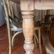 Large Restored Solid Oak Dining Table – Whitewashed Finish