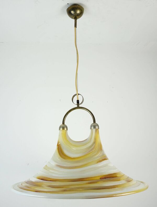 Grande lampe suspendue cosack en acrylique et laiton des années 1970 style spatial