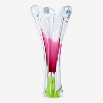 Vase en verre d'art des années 1960 par Josef Hospodka, Chribska Glass