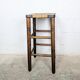 High stool in wood and straw