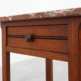 Art Deco Wood and Terracotta Marble Top Nightstand, France 1920s