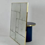 Handcrafted industrial mirror made to measure with an authentic hand-aged brass frame XL