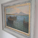 Ancient table oil on panel by Ermando Bellantonio