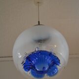 Blown glass globe hanging lamp 1970