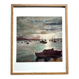 Marine de Bretagne, M. Tassart, huile sur carton 1964