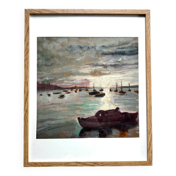 Marine of Brittany, M. Tassart, oil on cardboard 1964