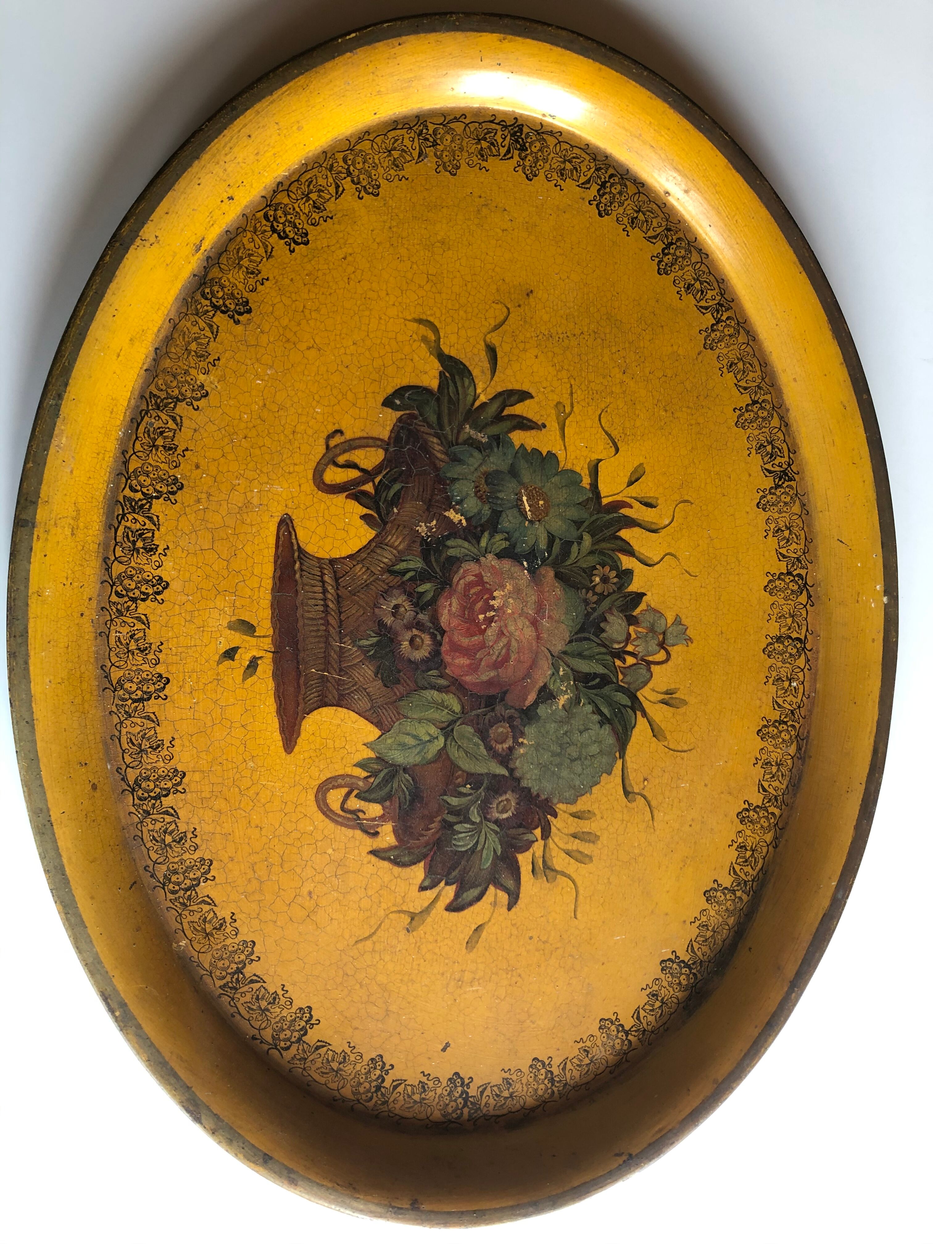 Plateau in plate painted while debut 19th