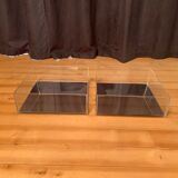 Pair of 1970s lucite mirrored shelves