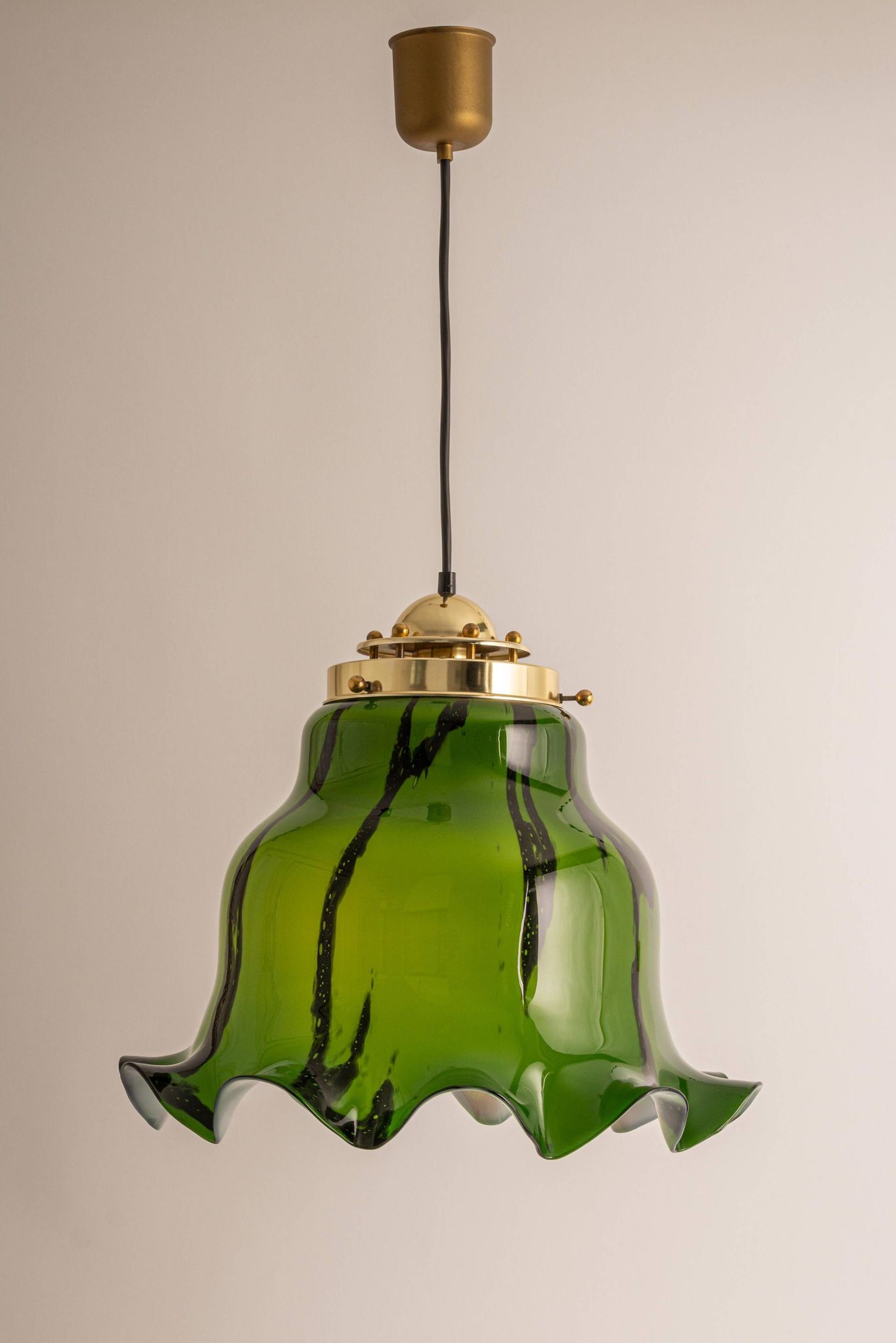 Orange glass pendant by Peill Putzler, Germany, 1970.