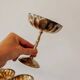 Coupes à champagne vintage en argent plaqué avec intérieur plaqué or — ensemble de 5