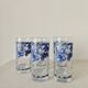 Set of 5 vintage glasses "Blue Fruit Pattern" 1970s - by Cervé Italy