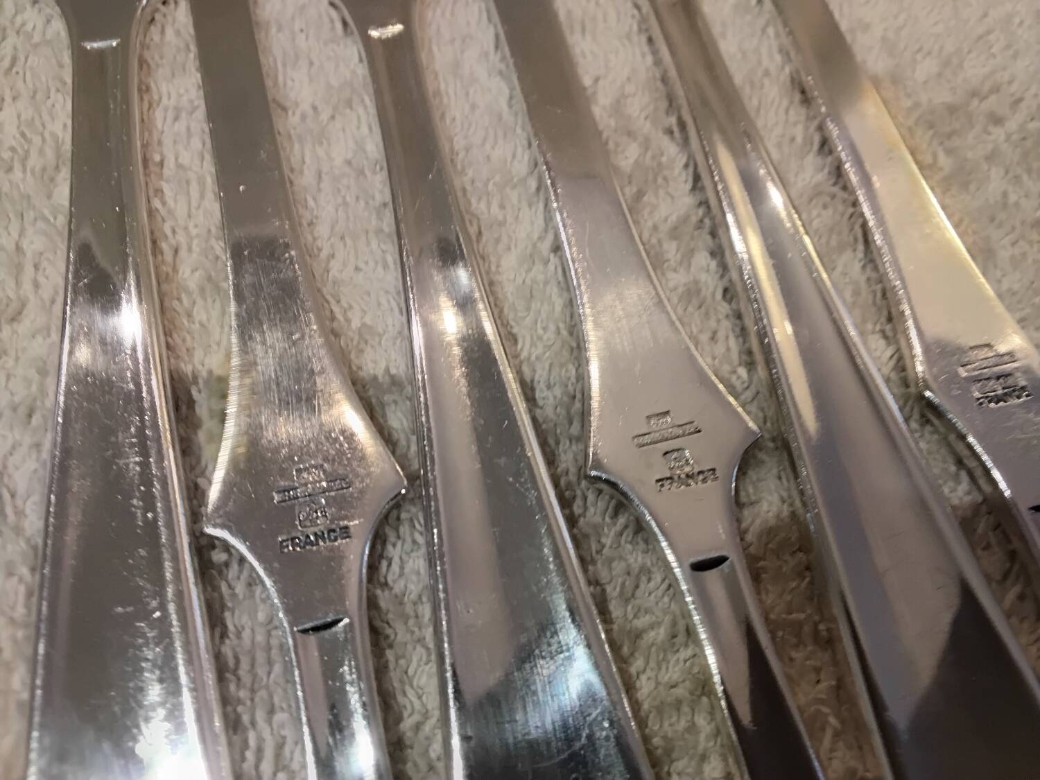 6 silver-plated metal lobster forks by the silversmith Christofle, model Dax.